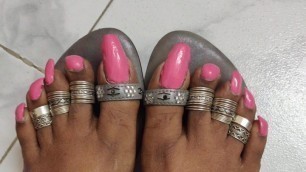 My long pink toenails