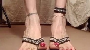 Linda asian ts sexy feet in sandals, mules, high hells .