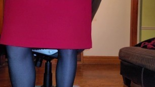 Peeking slip under my red lined office skirt