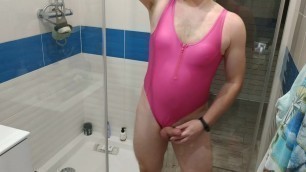 Pink one piece swimsuit