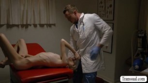 Skinny TS barebacked by her horny doctor