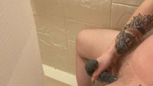 Big Clit FTM Jerk Off in the Shower and Fucks Pussy