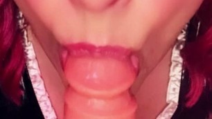 Shy teen sissy maid told to suck by master