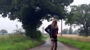 Tranny Outdoors Pissing and Posing #1