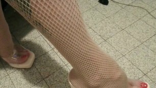 my feet in pantyhose and my ass and cock see  through