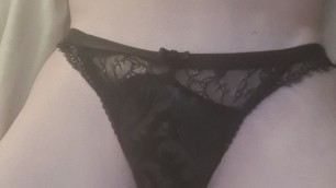 toying my hole in my black lingerie and dress