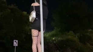 asian sissy trying to act naturally like a cheap street hooker