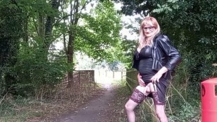 Tranny Outdoors Pissing and Posing #2